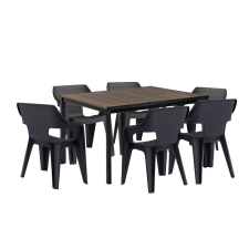CURVER Ravello 6+1 kerti bútor garnitúra szett dió-fekete kerti bútor