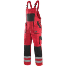 CXS Luxy Bright Fényvisszaverő Kantáros Munkásnadrág Piros/Fekete - 60
