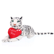 Cybil - plüss fehér tigris szívvel - 36cm plüssfigura