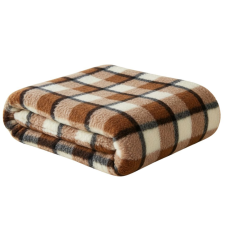 Czinger home Kétoldalas barna kockás bárány gyapjú takaró 200x220 cm lakástextília