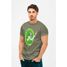  D&B Férfi/Unisex Póló MO00051 RickAndMorty Katonai zöld-Méret M