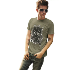  D&B Férfi Unisex Póló PC00005 Fekete Panter Katonai zöld-Méret M