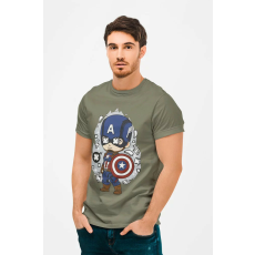  D&B Férfi Unisex Póló PC00007 Captain America Katonai zöld-Méret 3XL