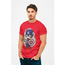  D&B Férfi Unisex Póló PC00007 Captain America Piros-Méret S