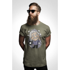 D&B Férfi/Unisex Póló PC00039 Einstein Katonai zöld-Méret M férfi póló