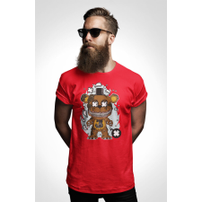 D&B Férfi/Unisex Póló PC00041 Fredy Bear Piros-Méret S férfi póló