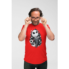 D&B Férfi/Unisex Póló PC00054 Jack Skellington Piros-Méret M férfi póló