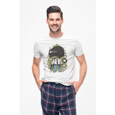 D&B Férfi/Unisex Póló PC00087 PubG Fehér-Méret L férfi póló