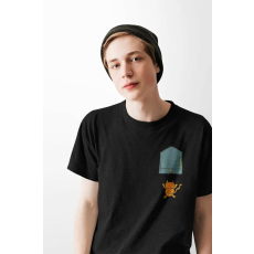  D&B Férfi/Unisex Póló PO00011 Falling Cat Pocket Fekete-Méret M