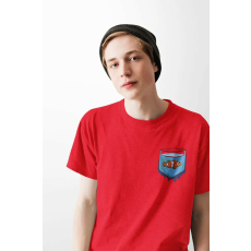  D&B Férfi/Unisex Póló PO00012 Fish Pocket Piros-Méret L
