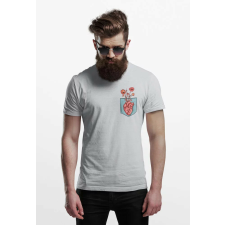 D&B Férfi/Unisex Póló PO00015 Heart Pocket Szürke-Méret L férfi póló