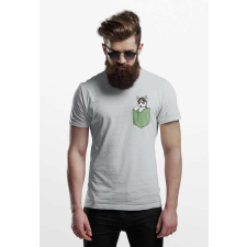 D&B Férfi/Unisex Póló PO00016 Husky Pocket Szürke-Méret L férfi póló