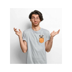 D&B Férfi/Unisex Póló PO00028 Pug Pocket Szürke-Méret 5XL