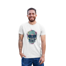  D&B Férfi/Unisex Póló ST00027 Skull Fehér-Méret L