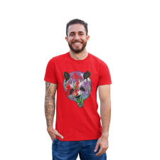 D&B Férfi/Unisex Póló ST00036 Panda Piros-Méret M férfi póló