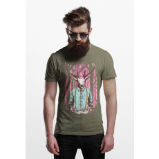  D&B Férfi/Unisex Póló ST00037 Deer Katonai zöld -Méret 2XL