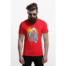  D&amp;B Férfi/Unisex Póló ST00038 Panda Piros-Méret L férfi póló