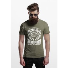 D&B Férfi/Unisex Póló ST00056 Bartender Katonai zöld -Méret M férfi póló