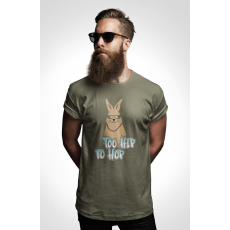  D&B Férfi/Unisex Póló ST00145 Too Hip To Hop Katonai zöld-Méret XL
