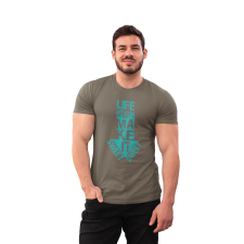  D&amp;B Férfi/Unisex Póló ST00171 Life Katonai zöld-Méret M férfi póló
