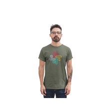 D&B Férfi/Unisex Póló ST00198 Gamer Katonai zöld-Méret 2XL férfi póló