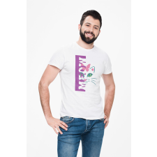 D&B Férfi/Unisex Póló ST00207 Meow Fehér-Méret S férfi póló