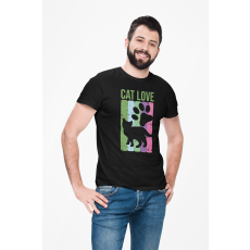  D&B Férfi/Unisex Póló ST00209 Cat Love Fekete-Méret M