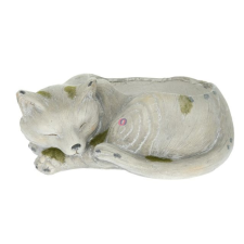 D&D Kerti figura Fekvő macska, mohás, kaspóval 34,5 cm dekorációs kellék