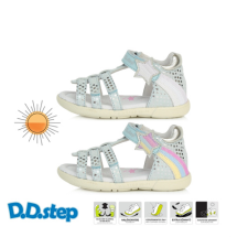 D.D.step D.D Step - Nyitott gyerekcipő - Bőr szandál - Világoskék, csillagok 19 gyerek szandál