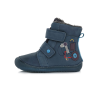 D.D.step – Gyerekcipő –  Barefoot - Téli bélelt bőr bokacsizma – kék, markoló - 30