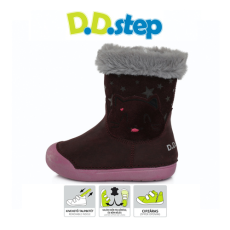 D.D.step - Gyerekcipő - Téli bélelt bőr bokacsizma - lila, macska 22