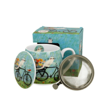  D.G.34516 Porcelánbögre tetővel,fémszűrővel,430ml,dobozban,Rower bögrék, csészék