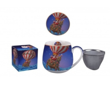  D.G.35971 Porcelánbögre tetővel, fémszűrővel, 430ml, dobozban, Santa Balloon bögrék, csészék