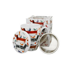 D.G.53968 Porcelánbögre tetővel, fémszűrővel, 360ml, dobozban, Long Dogs bögrék, csészék