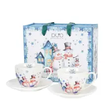  D.G.68542 Porceláncsésze+alj, 270ml, 2 személyes, dobozban, Snowman konyhai eszköz