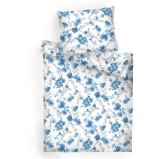 Dadka 140 × 200 cm, 70 × 90 cm ágynemű, flanel - kék virágok, fehér (8595085960391) lakástextília