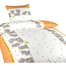 Dadka ágynemű, pamut Elefántok, narancssárga, 140 × 200, 70 × 90 cm lakástextília