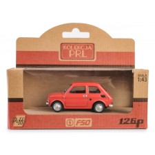 Daffi : PRL Fiat 126p autó fém és műanyag modell - Piros autópálya és játékautó
