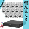  Dahua 14 dome kamerás analóg megfigyelőrendszer 2MP HD dóm biztonsági kamera, 3,6 mm fix objektív, hibrid fény, beépített mikrofon