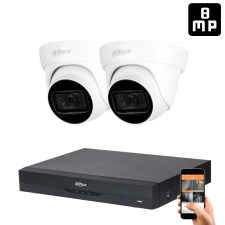 Dahua 2 dome kamerás 8MP 4K kamera rendszer szett 30 méter éjjellátással megfigyelő kamera