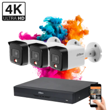 Dahua 3 biztonsági kamerás IP kamera rendszer 8MP színes éjszakai képpel megfigyelő kamera