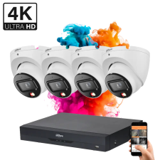 Dahua 4 dome biztonsági kamerás IP kamera rendszer 8MP színes éjszakai képpel megfigyelő kamera