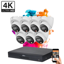 Dahua 7 dome biztonsági kamerás IP kamera rendszer 8MP színes éjszakai képpel megfigyelő kamera