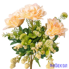  Dália 7 ágú selyemvirág csokor 36cm - Krém dekorációs kellék