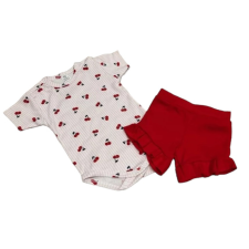 Dalma 2 részes nyári szett - Fehér/Rózsaszín/Piros Cseresznyés 74 babaruha szett