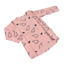 Dalma Hosszóujjú Pamut Póló - Rózsaszín Szürke Szíves 86 gyerek póló