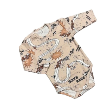 Dalma Hosszú Ujjú Body - Bézs Versenyautós - 80 kombidressz, body