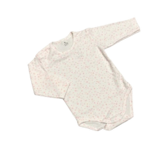 Dalma Hosszú Ujjú Body - Fehér/Rózsaszín Apró Szíves - 68 kombidressz, body