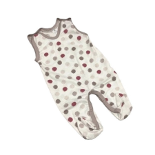 Dalma Pamut Ujjatlan Rugdalózó - Fehér Alapon Bézs/Bordó Pöttyös 56 rugdalózó