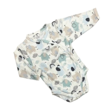 Dalma Réklis Hosszú Ujjú Body - Fehér/Kék Elefánt - 56 kombidressz, body